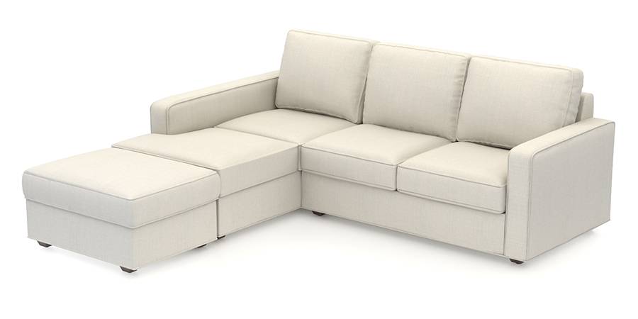 Apollo Sofa Set (Pearl, Fabric Sofa Material, Compact Sofa Size, Soft Cushion Type, Sectional Sofa Type, Sectional Master Sofa Component) by Urban Ladder