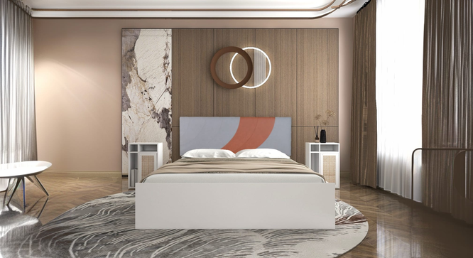 Ashtanga Engwitheered Wood Bed En White Fwithish (Queen Bed Size, White Finish, Box Storage Type) by Urban Ladder - - 