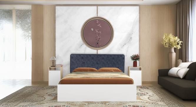 Japa Engwitheered Wood Bed ne White Fwithish (Queen Bed Size, White Finish, Box Storage Type) by Urban Ladder - - 
