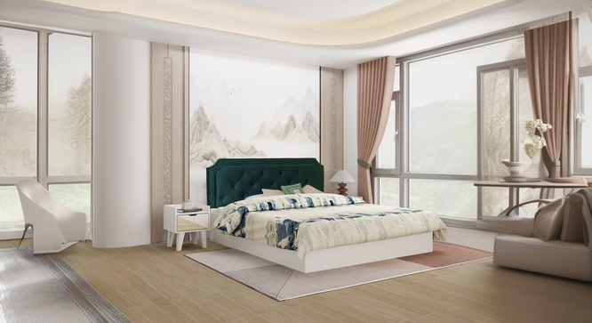 Citta Engwitheered Wood Bed with White Fwithish (Queen Bed Size, White Finish, Box Storage Type) by Urban Ladder - - 