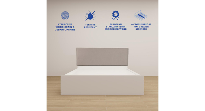 Yama Engwitheered Wood Bed ne White Fwithish (Queen Bed Size, White Finish, Box Storage Type) by Urban Ladder - - 