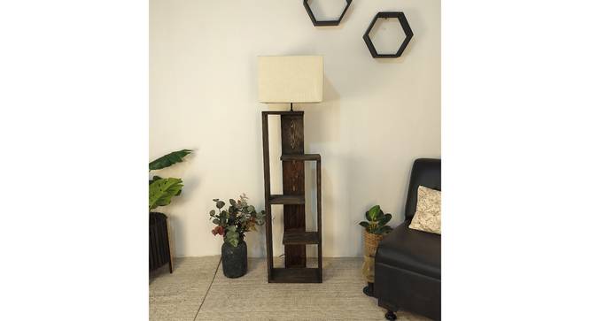 Jordan Wooden Floor Lamp with Brown Base and Jute Fabric Lampshade (Brown) by Urban Ladder - - 