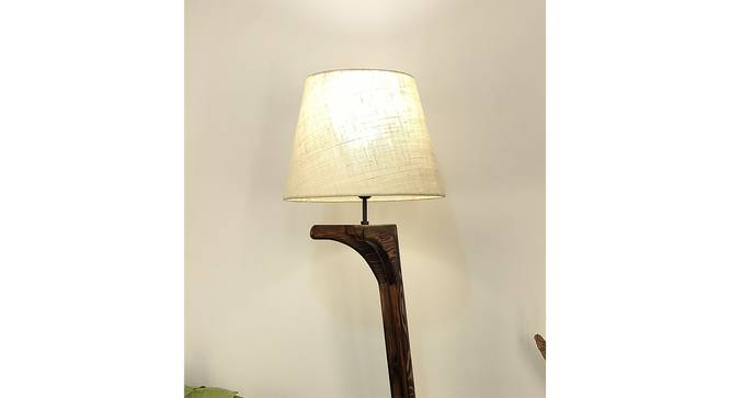 Lucas Wooden Floor Lamp with Brown Base and Jute Fabric Lampshade (Brown) by Urban Ladder - - 