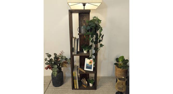 Jordan Wooden Floor Lamp with Brown Base and Jute Fabric Lampshade (Brown) by Urban Ladder - - 