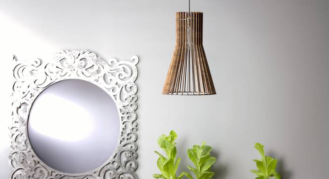 nidra Geometric wooden lamp (Brown) by Urban Ladder - - 