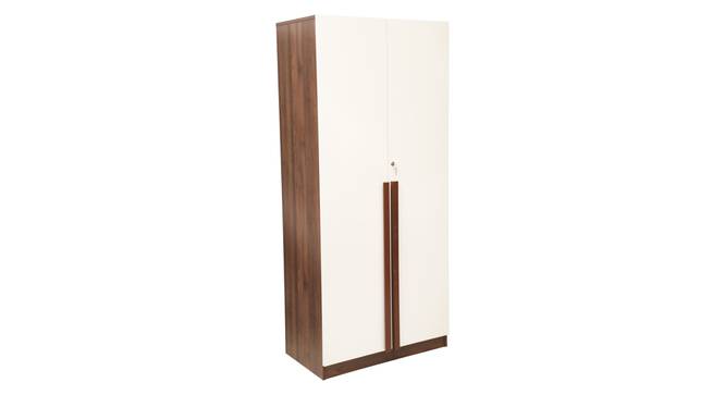 riyab engineered wood wardrobe (Two Door, Frosty White & Columbian Walnut Finish) by Urban Ladder - - 