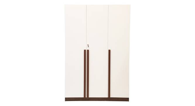 marson engineered wood wardrobe (Three Door, Frosty White & Columbian Walnut Finish) by Urban Ladder - - 