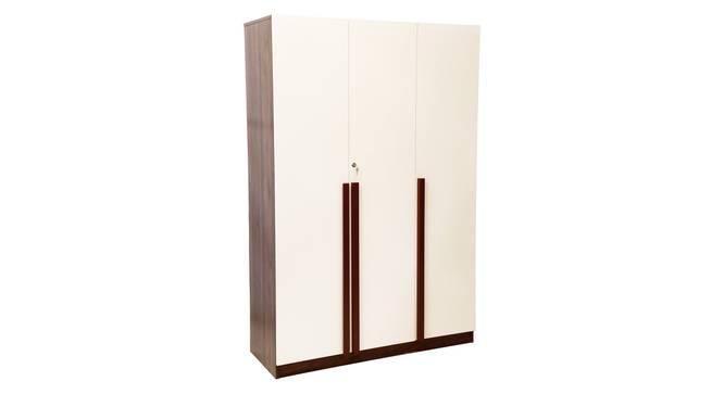 marson engineered wood wardrobe (Three Door, Frosty White & Columbian Walnut Finish) by Urban Ladder - - 