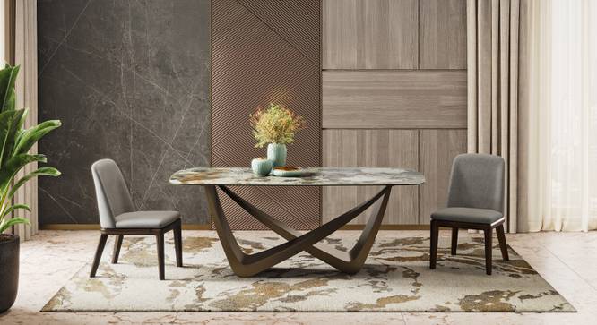 Paloma 6 Seater Spanish Ceramic Dining Table With Set of 6 Taarakashi Dining Chairs (Spanish Ceramic Finish) by Urban Ladder - - 987212