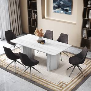 Nova Dining Range Design Nova Faux Marble 6 Seater Dining Table With Set Of 6 Doris Chairs (Dark Grey, Faux White Marble Finish)