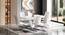 Caribu 6 To 8 Extendable Dining Table, Finish-Black Marble Color High Gloss With Set Of 6 Ingrid Dining Chairs (White High Gloss Finish, White Leatherette) by Urban Ladder - - 987280