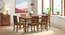 Floyd 6 Seater Dining Table, Glass Top, Finish - Teak With set of 6 Oribi Dining Chairs (Teak Finish, Avocado Green) by Urban Ladder - - 987327