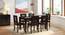 Floyd 6 Seater Dining Table, Glass Top, Finish - Mahogany With set of 6 Capra Dining Chairs (Mahogany Finish) by Urban Ladder - - 987387