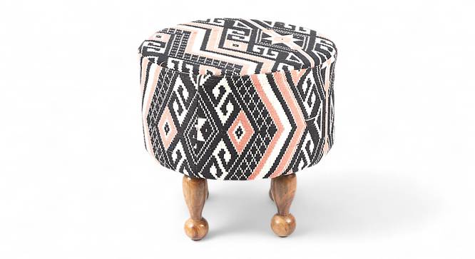 Louisville Acacia Wood Parisian Round Set of 2 Pouf Stools in Multi-colour Jacquard (Multi) by Urban Ladder - - 
