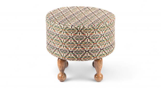 Louisville Acacia Wood Parisian Round Pouf Stool in Multicolour (Multi) by Urban Ladder - - 