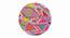 Louisville Acacia Wood Parisian Round Pouffe in Multicolour Jacquard (Multi) by Urban Ladder - - 