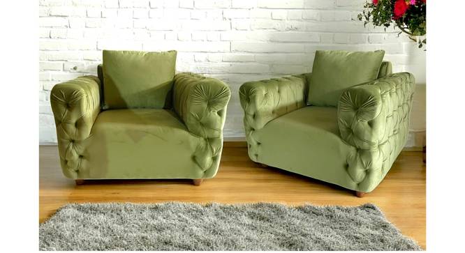 Jackson Solid Wood Contemporary 1+1 Seater Accent Chairs (Green) by Urban Ladder - - 