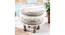 Louisville Acacia Wood Mid Century Round Pouf Stool in Grey Fabric (Grey) by Urban Ladder - - 