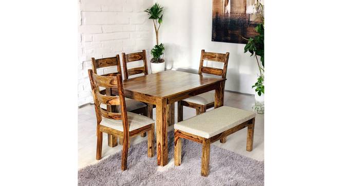 Oakmont Sheesham Wood Accent 6 Seater Dining Set with TEAK FINISH (Teak Finish) by Urban Ladder - - 