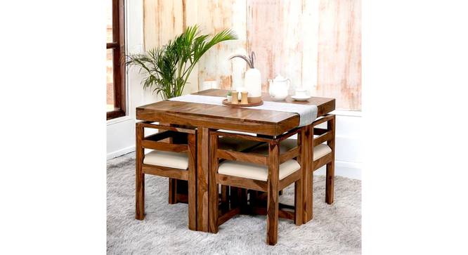 Kingston Sheesham Wood Accent 4 Seater Dining Table Set with NATURAL Teak (Natural Teak Finish) by Urban Ladder - - 
