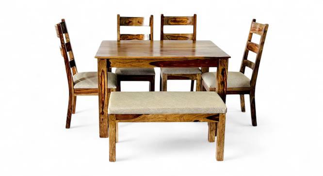 Oakmont Sheesham Wood Accent 6 Seater Dining Set with TEAK FINISH (Teak Finish) by Urban Ladder - - 