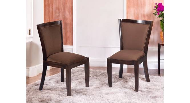 Newport Sheesham Wood Accent Set of 2 Dining Chairs in Taupe Brown Velvet Upholstery with PROVISIONAL TEAK FINISH (Brown, PROVINCIAL TEAK Finish) by Urban Ladder - - 