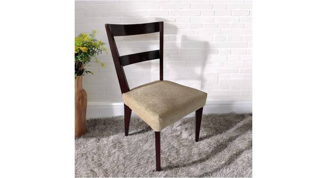 Newport Sheesham Wood Accent Dining Chair in Beige Mossy Fabric Cushioning with DARK WALNUT FINISH (Beige, Dark Walnut Finish) by Urban Ladder - Dimension - 987649