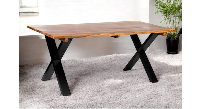 Rosslyn Sheesham Wood Contemporary Dining Table in Teak finish (Teak Finish, Six Seater) by Urban Ladder - Dimension - 987651