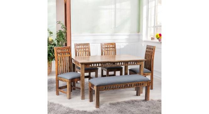 Oakmont Sheesham Wood Accent 6 Seater Dining Table Set with TEAK FINISH (Teak Finish) by Urban Ladder - - 