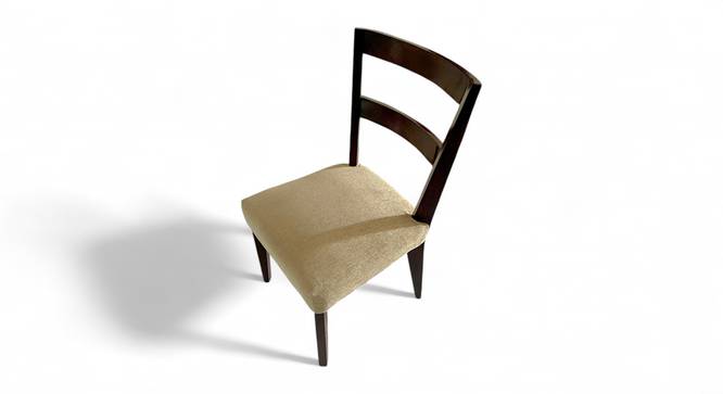 Newport Sheesham Wood Accent Set of 2 Dining Chairs in Beige Mossy Fabric Cushioning with DARK WALNUT FINISH (Beige, Dark Walnut Finish) by Urban Ladder - - 