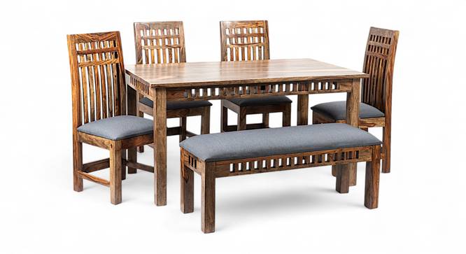 Oakmont Sheesham Wood Accent 6 Seater Dining Table Set with TEAK FINISH (Teak Finish) by Urban Ladder - - 