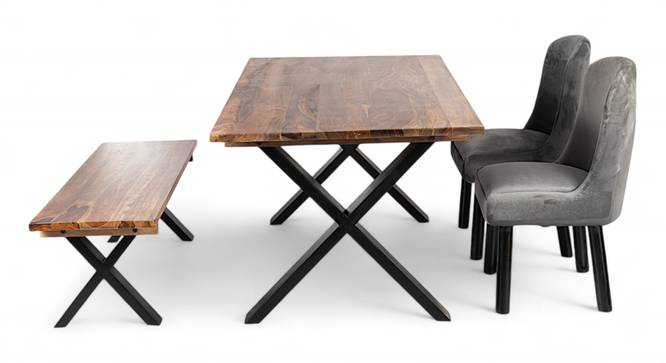 Rosslyn Sheesham Wood Mid Century 4 Seater Dining Table Set with TEAK (Teak Finish) by Urban Ladder - - 