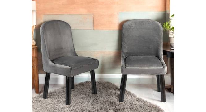 Rosslyn Sheesham Wood Accent Set of 2 Dining Chairs in Iron Grey Velvet Upholstery with EXTRA DARK MAHAGONY FINISH (Grey, Dark Mahogany Finish) by Urban Ladder - - 
