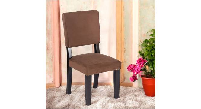 Newport Sheesham Wood Accent Dining Chair in Taupe Brown Velvet Upholstery with EXTRA DARK MAHAGONY FINISH (Brown, Dark Mahogany Finish) by Urban Ladder - - 