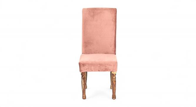 Rosslyn Sheesham Wood Accent Dining Chair in Coral Pink Velvet Upholstery with TEAK FINISH (Teak Finish, Pink) by Urban Ladder - - 