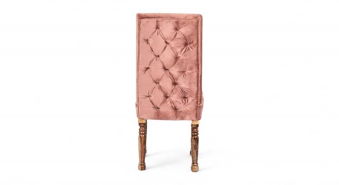 Rosslyn Sheesham Wood Accent Set of 2 Dining Chairs in Coral Pink Velvet Upholstery with TEAK FINISH (Teak Finish, Pink) by Urban Ladder - - 