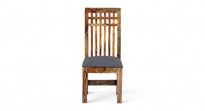 Columbus Sheesham Wood Accent Dining Chair in Anchor Grey Fabric Cushioning with TEAK FINISH (Teak Finish, Grey) by Urban Ladder - - 