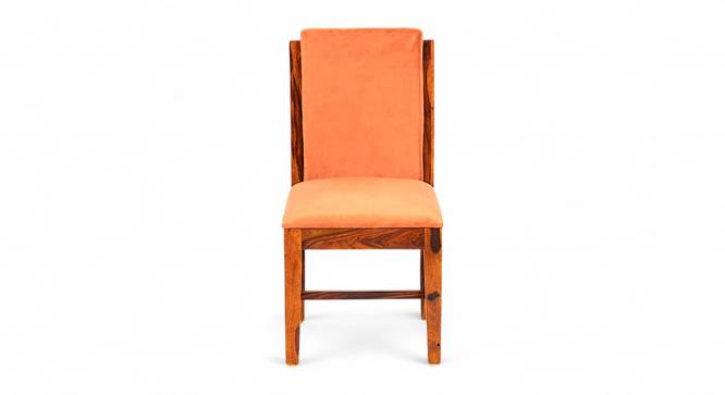 Rosslyn Sheesham Wood Accent Dining Chair in Pumpkin Orange Velvet Upholstery with PINE FINISH (LGO) (Pine Finish, Orange) by Urban Ladder - - 