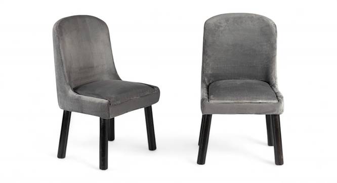 Rosslyn Sheesham Wood Accent Set of 2 Dining Chairs in Iron Grey Velvet Upholstery with EXTRA DARK MAHAGONY FINISH (Grey, Dark Mahogany Finish) by Urban Ladder - - 