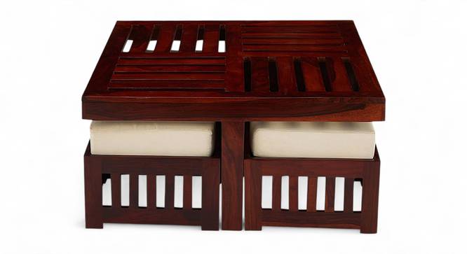 Palladio Sheesham Wood Accent Coffee Table Set with 4 Stools in HONEY FINISH (HONEY Finish) by Urban Ladder - - 