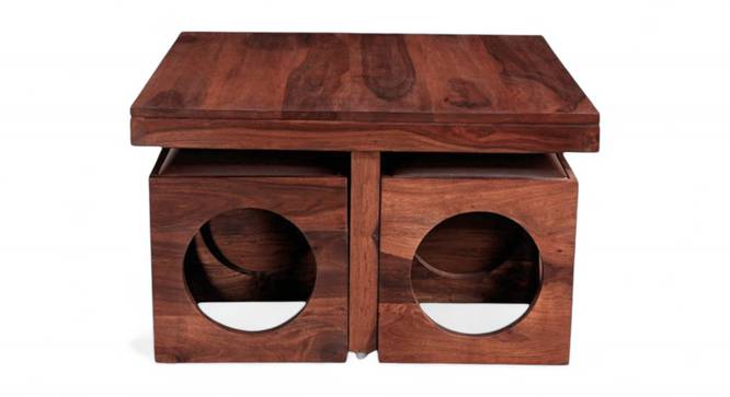 Nordic Sheesham Wood Accent Coffee Table Set with 4 Stools in PROVISIONAL TEAK FINISH (PROVINCIAL TEAK Finish) by Urban Ladder - - 