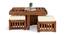 Palladio Sheesham Wood Accent Coffee Table Set with 4 Stools in NATURAL TEAK FINISH (Natural Teak Finish) by Urban Ladder - - 
