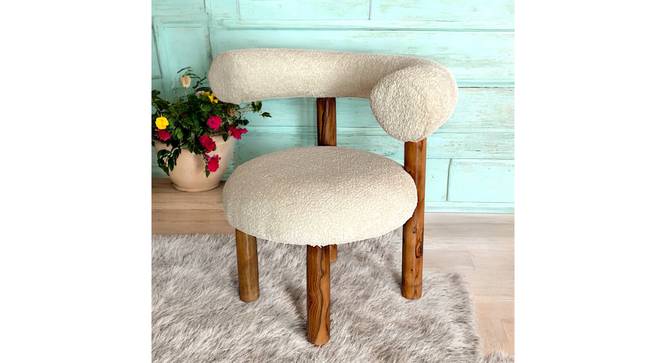Westfield Sheesham Wood Mid Century Lounge Chair in Off White (Off White) by Urban Ladder - Dimension - 987931