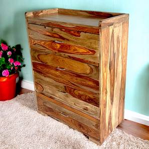Solid Wood Chest of 4 Drawers in Teak Finish