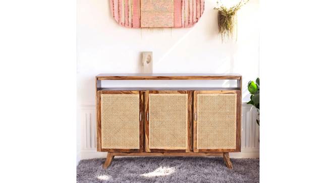 Rockport Sheesham Wood Mid Sideboard with Rattan Work (Teak Finish) by Urban Ladder - - 