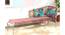 Almora Metal Country Side 4 seater Diwan in Peach Velvet Fabric & Jute Rope Canning at back with 2 Printed Cushions (Single Bed Size, Grey Finish) by Urban Ladder - Dimension - 988022