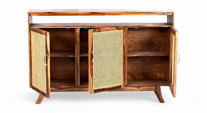 Rockport Sheesham Wood Mid Sideboard with Rattan Work (Teak Finish) by Urban Ladder - - 