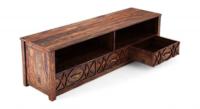 Vintara Sheesham Wood Contemporary TV Entertainment Unit for TV upto 65 inch in TEAK FINISH (Teak Finish, 65 Inch Size) by Urban Ladder - - 