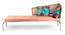 Almora Metal Country Side 4 seater Diwan in Peach Velvet Fabric & Jute Rope Canning at back with 2 Printed Cushions (Single Bed Size, Grey Finish) by Urban Ladder - - 