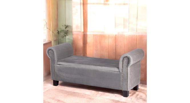 Queens Sheesham Wood Accent 2 Seater Couch / Bench with Storage in Iron (Grey Finish) by Urban Ladder - - 